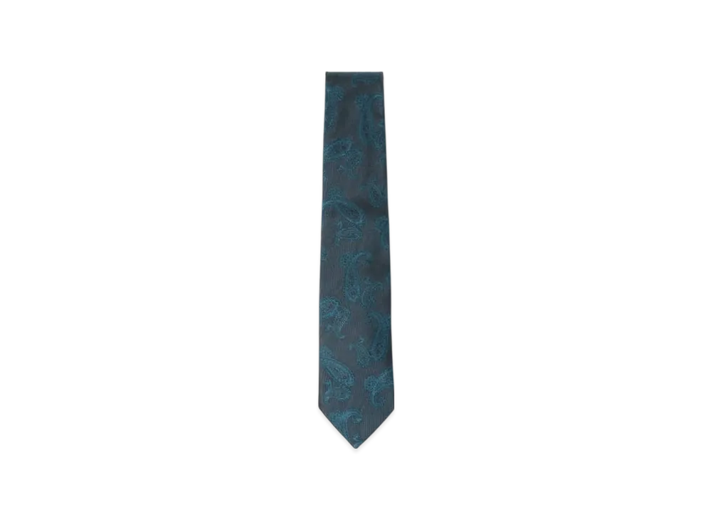 BEAMS Silk Paisley Jacquard Tie "Green"