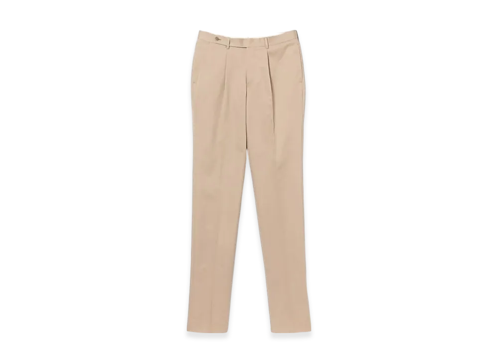 BEAMS 1 Pleat Cotton Twill Slacks "Beige"