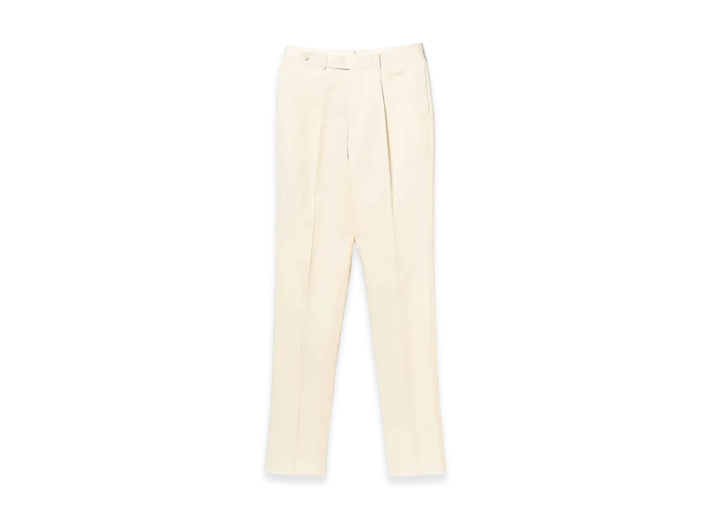 BEAMS 1 Pleat Cotton Twill Slacks "OffWhite"