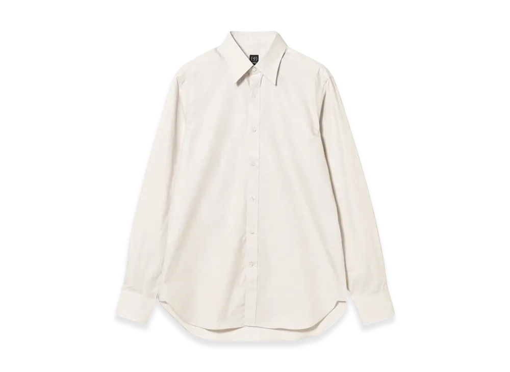 BEAMS Hairline Stripe Cotton Regular Collar Shirt "Beige"