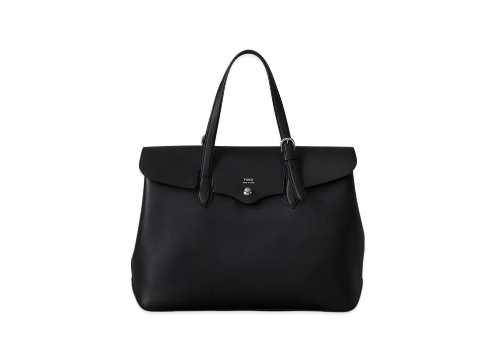 BEAMS Faro / Custom Fratelli Leather Flap Tote Bag "Black"