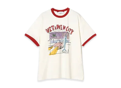BEAMS Future Archive x Sasquatchfabrix x Tokyo Vitamin / Vitamin City Trim T-Shirt "Vitamin Red"