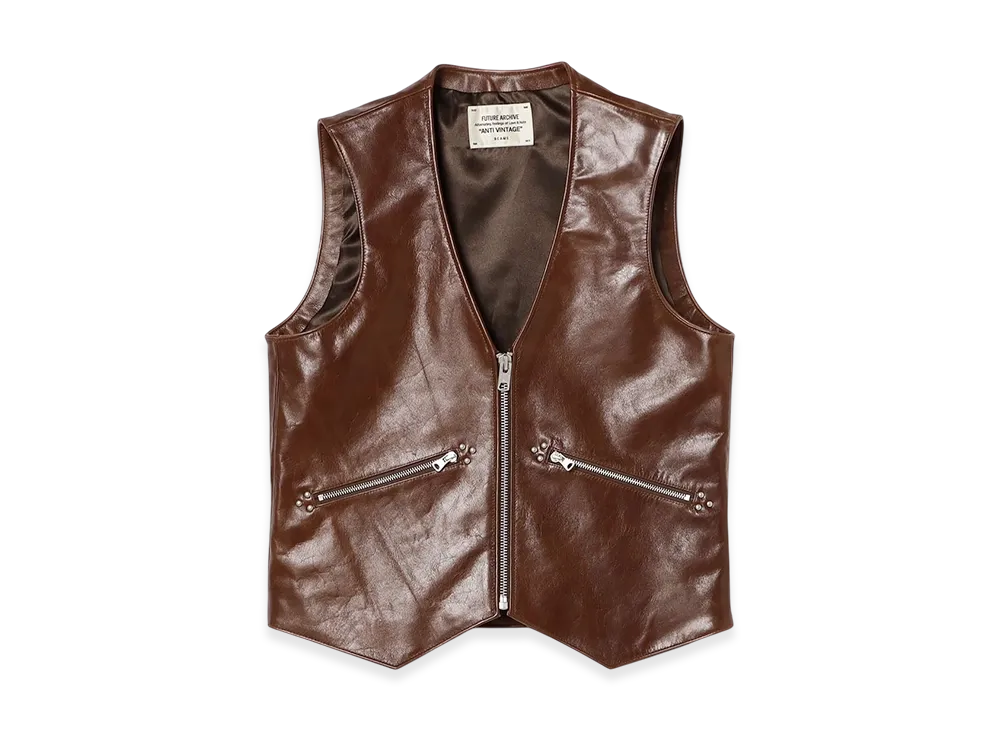 BEAMS FUTURE ARCHIVE Leather Vest "Brown"