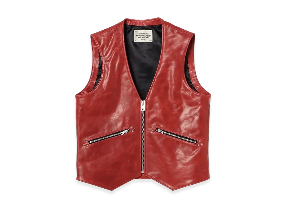 BEAMS FUTURE ARCHIVE Leather Vest "Red"