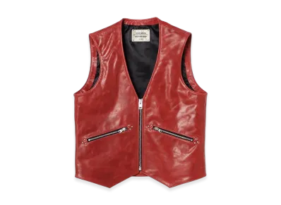 BEAMS FUTURE ARCHIVE Leather Vest "Red"