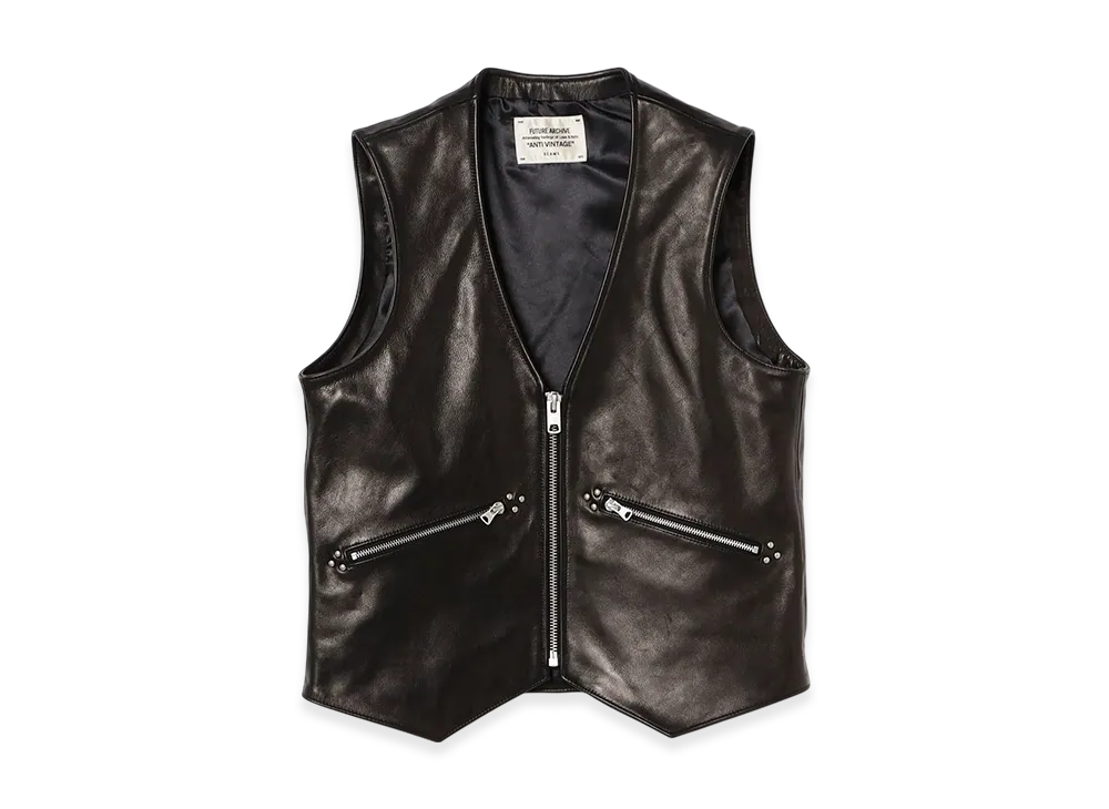 BEAMS FUTURE ARCHIVE Leather Vest "Black"