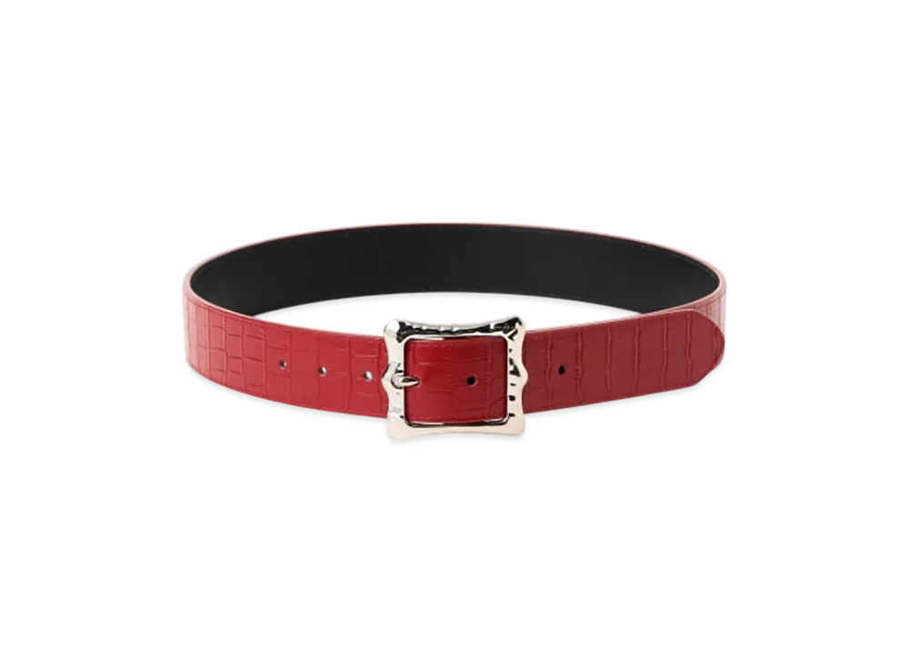 BEAMS FUTURE ARCHIVE Croco Leather Belt "Red"