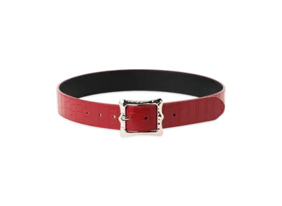 BEAMS FUTURE ARCHIVE Croco Leather Belt "Red"