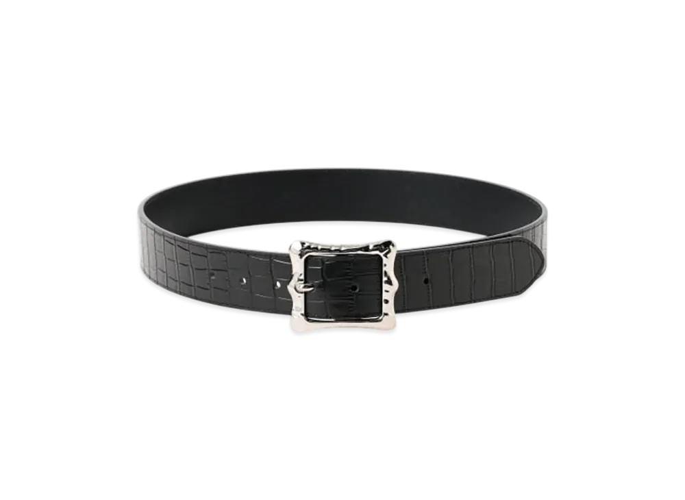 BEAMS FUTURE ARCHIVE Croco Leather Belt "Black"