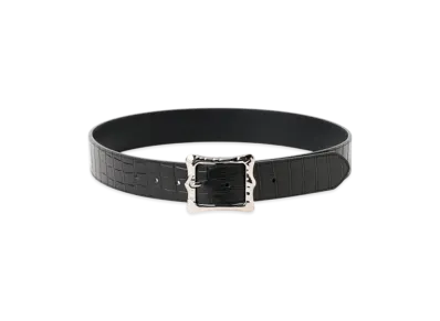 BEAMS FUTURE ARCHIVE Croco Leather Belt "Black"