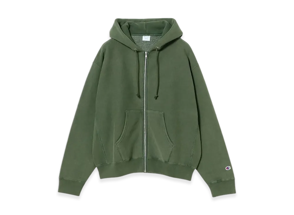 BEAMS x Champion Reverse Weave R Full Zip Parka "D.Green"