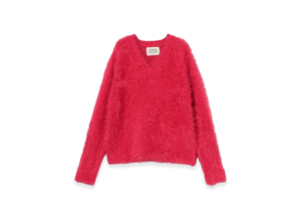 BEAMS FUTURE ARCHIVE Shaggy Vneck Knit "Red"
