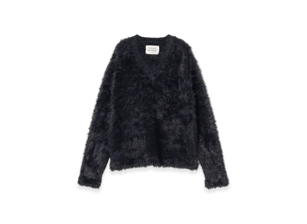 BEAMS FUTURE ARCHIVE Shaggy Vneck Knit "Black"