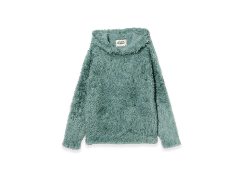 BEAMS FUTURE ARCHIVE Shaggy Knit Hoodie "Olive"