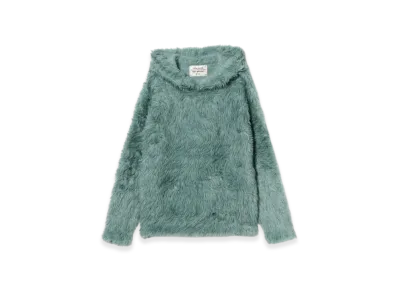 BEAMS FUTURE ARCHIVE Shaggy Knit Hoodie "Olive"