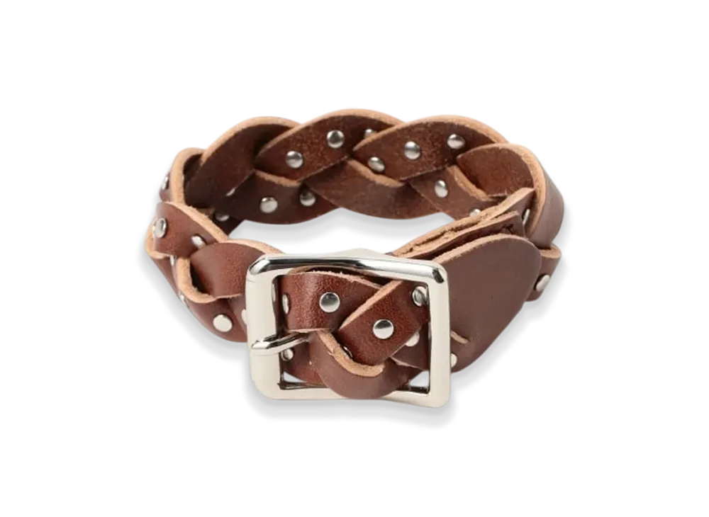 BEAMS FUTURE ARCHIVE Leather Studs Bangle "Brown"