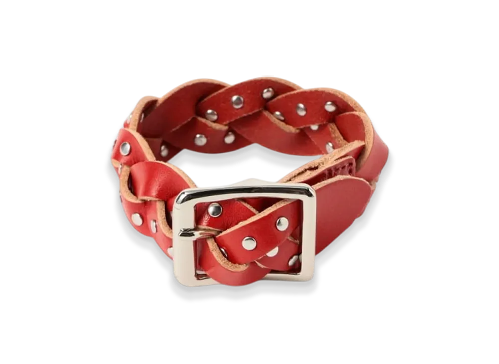 BEAMS FUTURE ARCHIVE Leather Studs Bangle "Red"