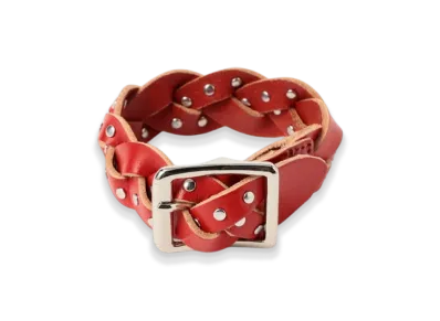 BEAMS FUTURE ARCHIVE Leather Studs Bangle "Red"