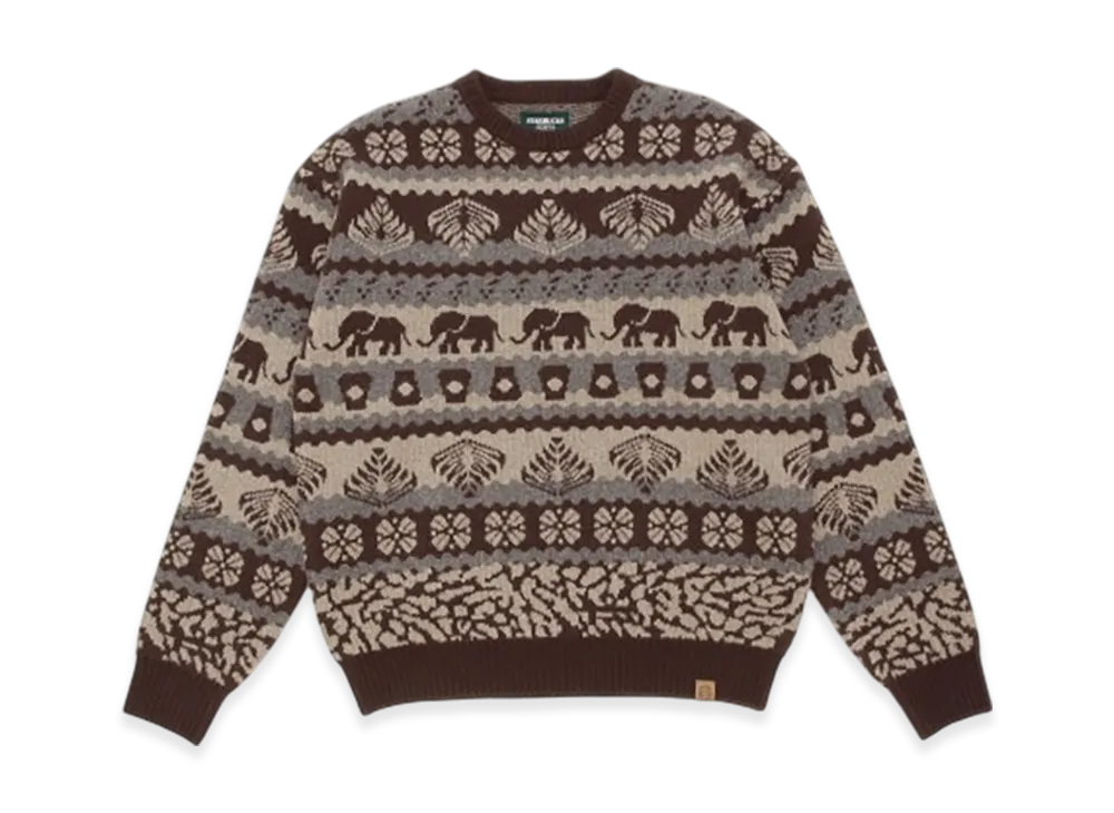 STARBUCKS STAND by BEAMS Jacquard Crew Knit "Brown"