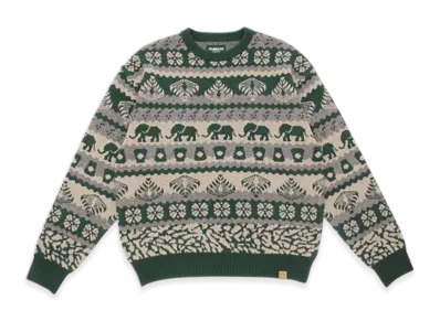 STARBUCKS STAND by BEAMS Jacquard Crew Knit "Green"