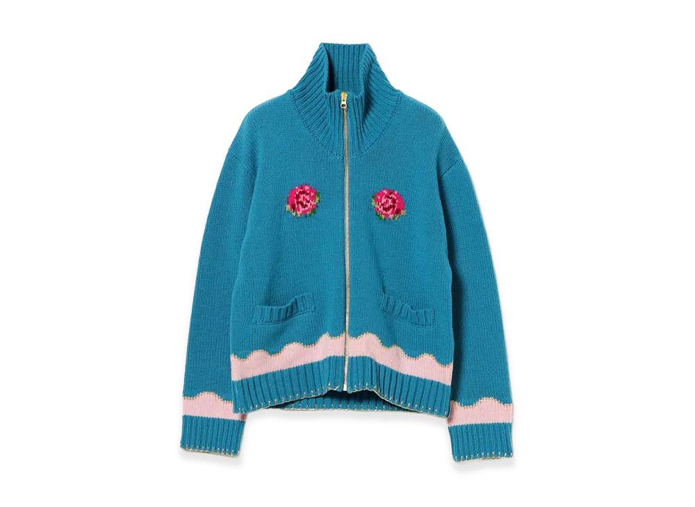 BEAMS COUTURE x RURU MARY'S Jacquard Knit Outerwear "Blue"