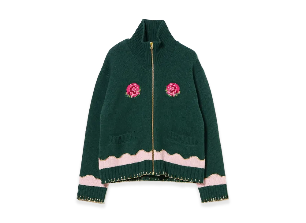 BEAMS COUTURE x RURU MARY'S Jacquard Knit Outerwear "Dark Green"