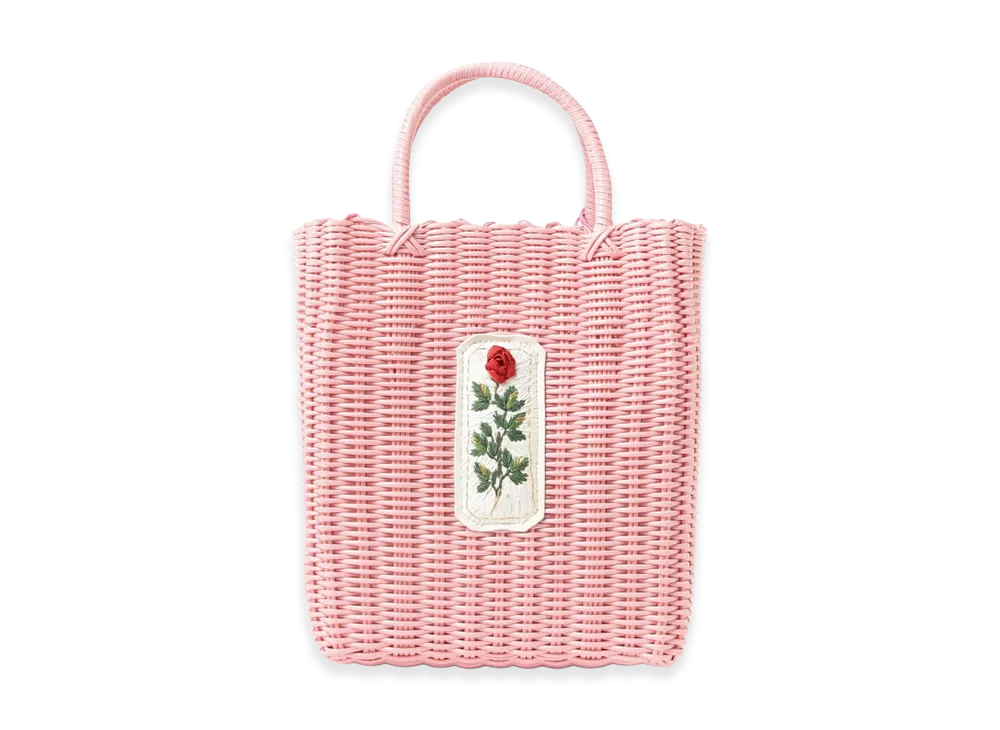 BEAMS COUTURE x RURU MARY'S Hand-Embroidered Basket Bag "Pink"
