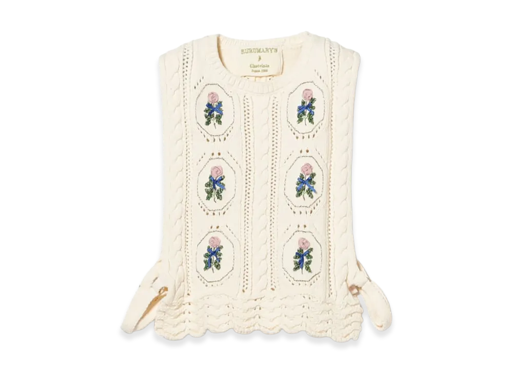 BEAMS COUTURE x RURU MARY'S Hand-Embroidered Knit Vest "Ecru"