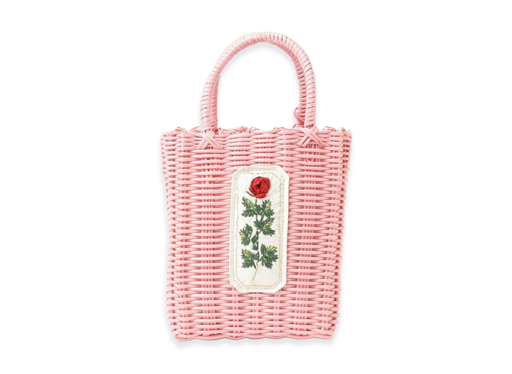 BEAMS COUTURE x RURU MARY'S Hand-Embroidered Petit Basket Bag "Pink"