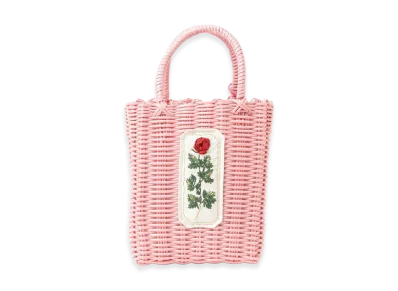 BEAMS COUTURE x RURU MARY'S Hand-Embroidered Petit Basket Bag "Pink"