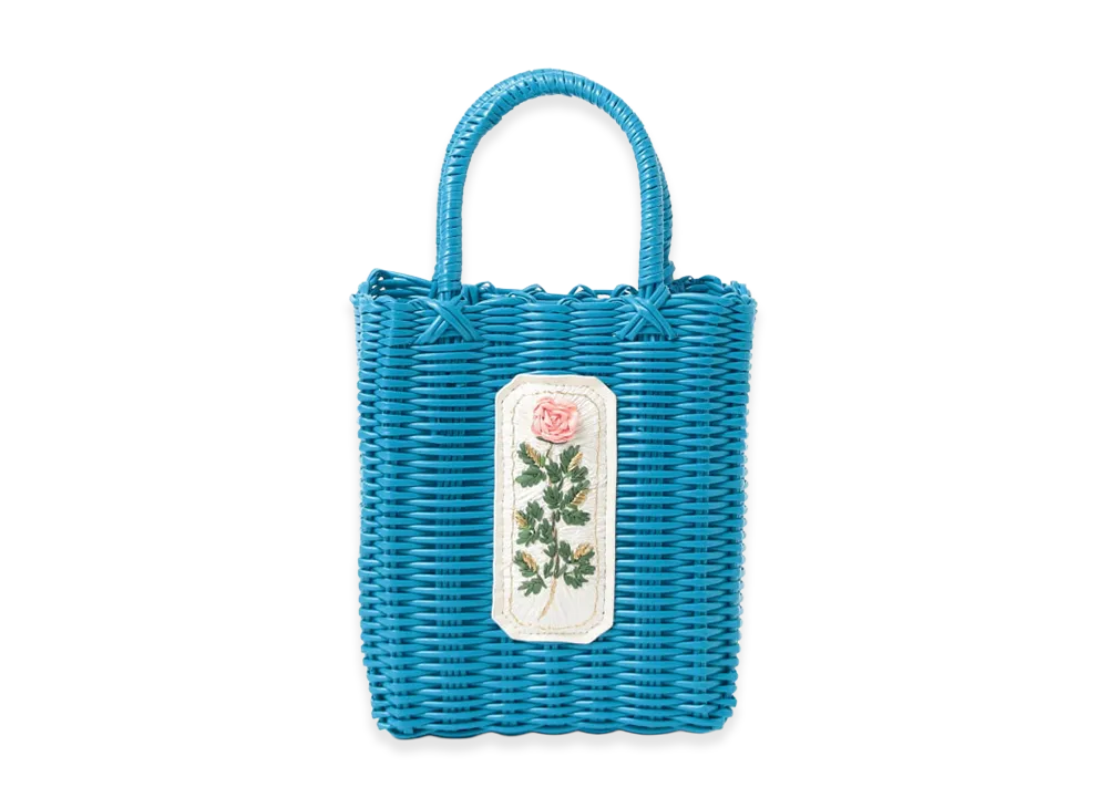 BEAMS COUTURE x RURU MARY'S Hand-Embroidered Petit Basket Bag "Blue"