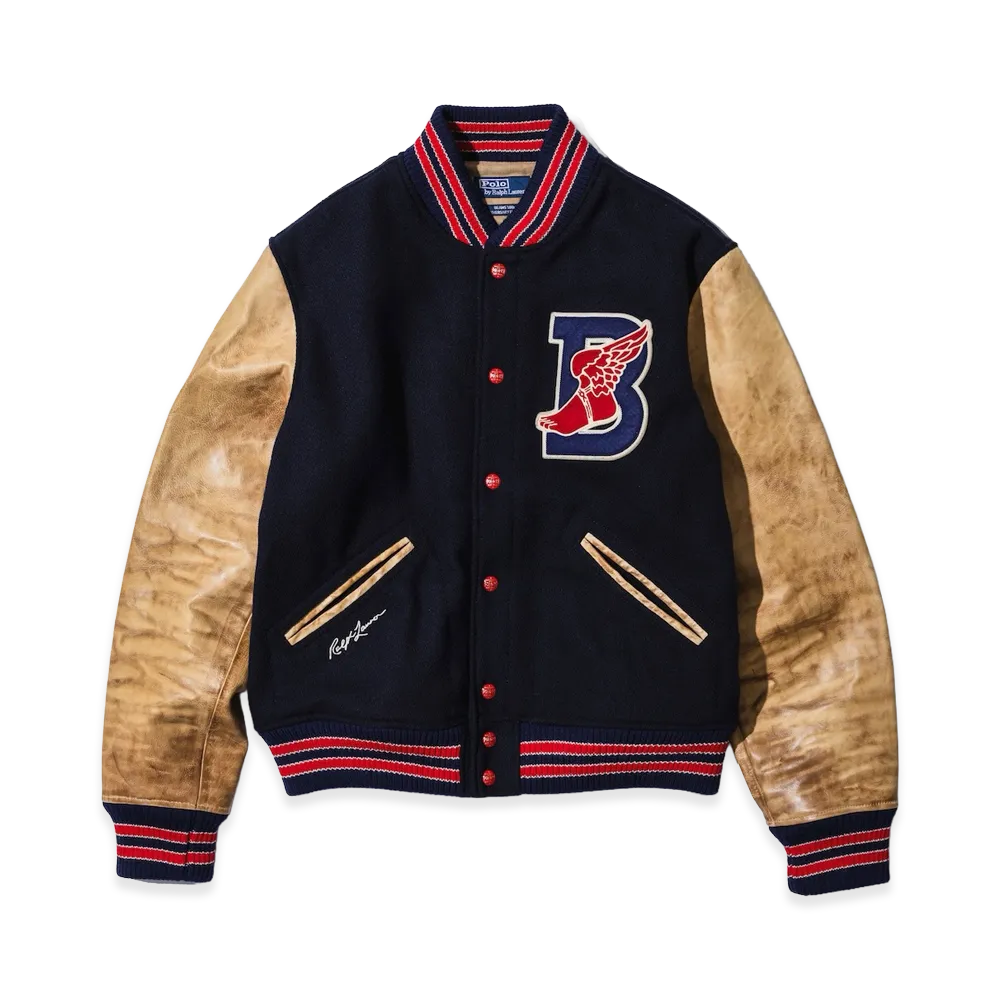 BEAMS x Polo Ralph Lauren B Wing Letterman Jacket "Hunter Navy"