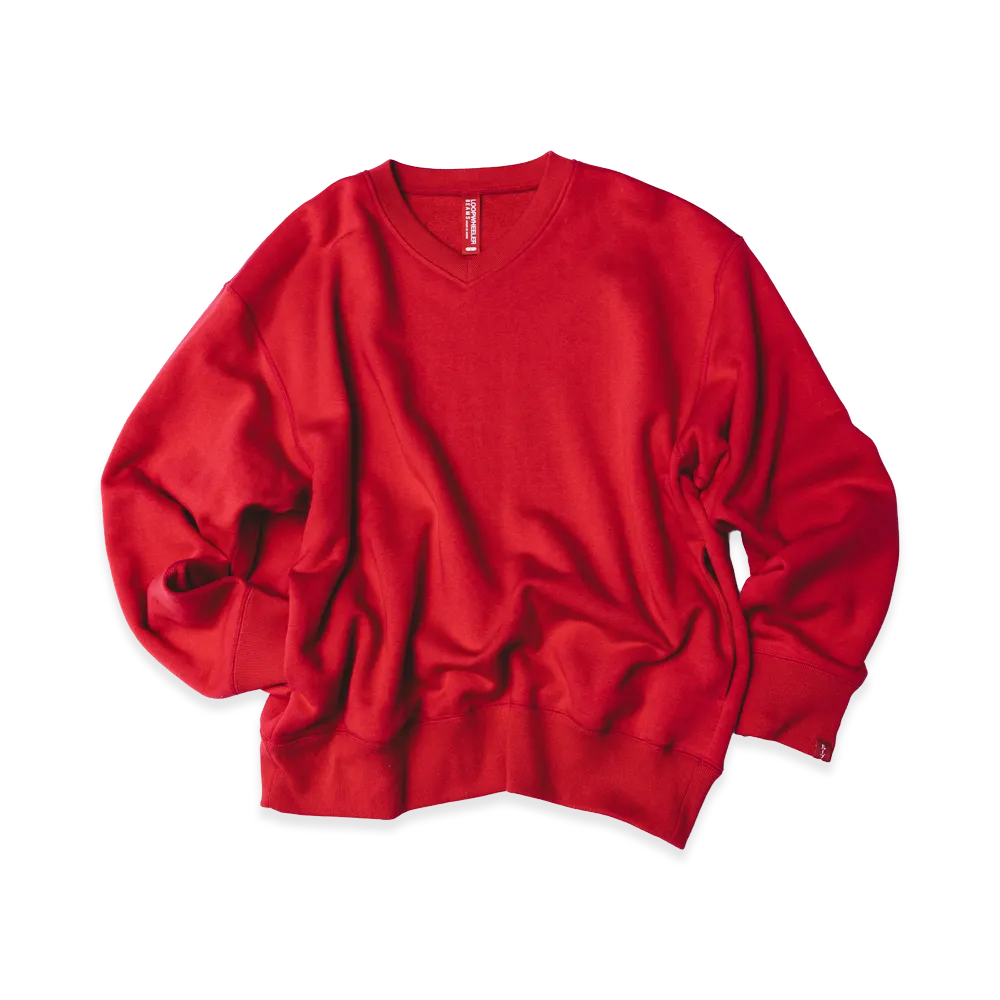 BEAMS JAPAN x LOOPWHEELER V-Neck Sweatshirt "Nippon Red"