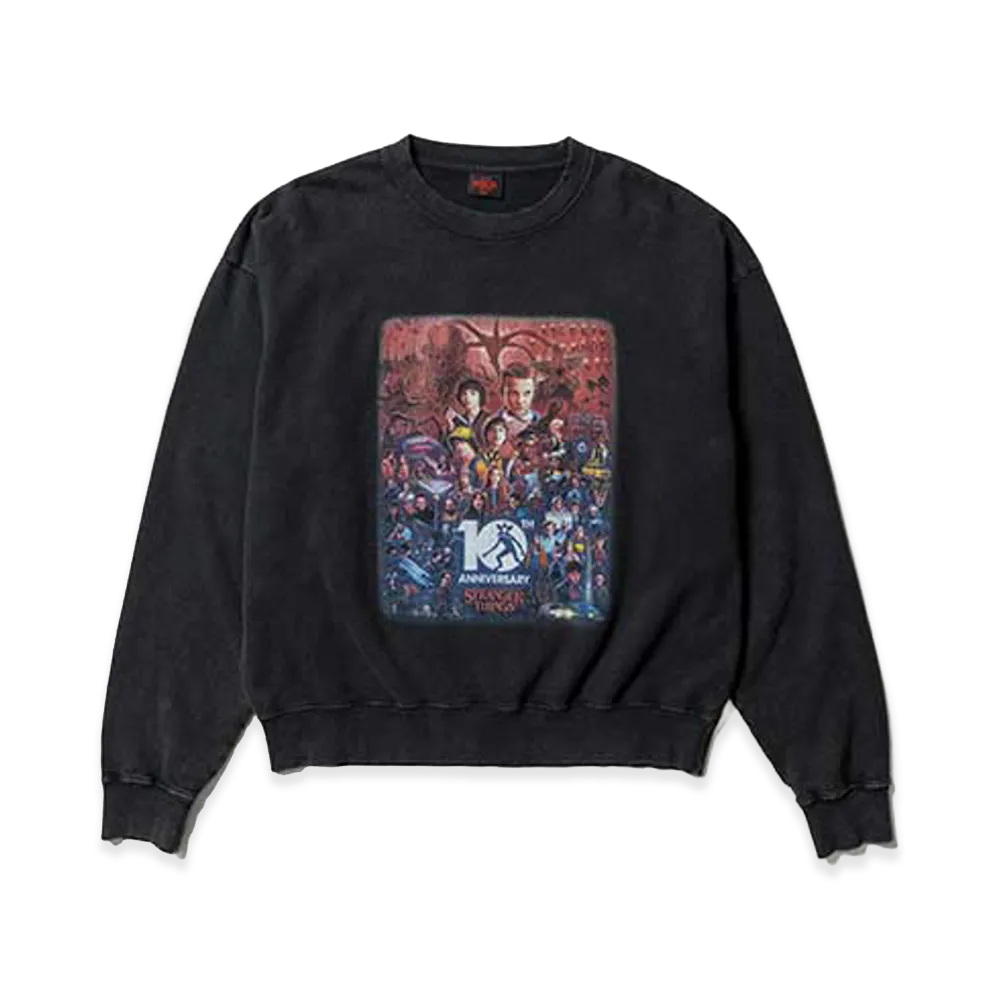 BEAMS HEART x Stranger Things 10th Anniversary Crewneck Sweatshirt "Black"