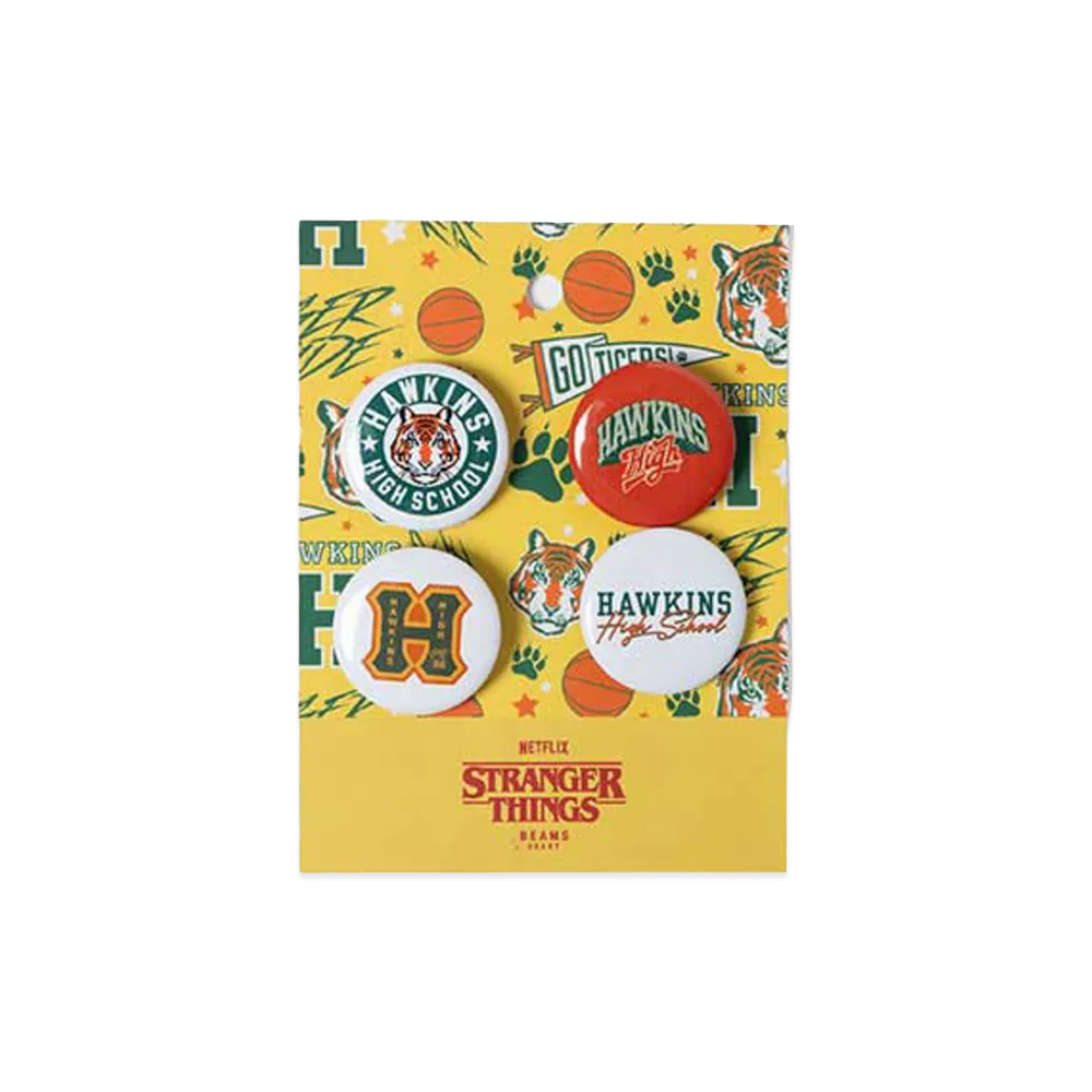 BEAMS HEART x Stranger Things Hawkins High School Can Badges "Multi"