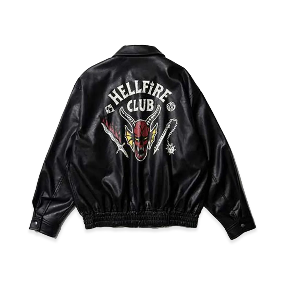 BEAMS HEART x Stranger Things Hellfire Club Faux Leather Jacket "Black"