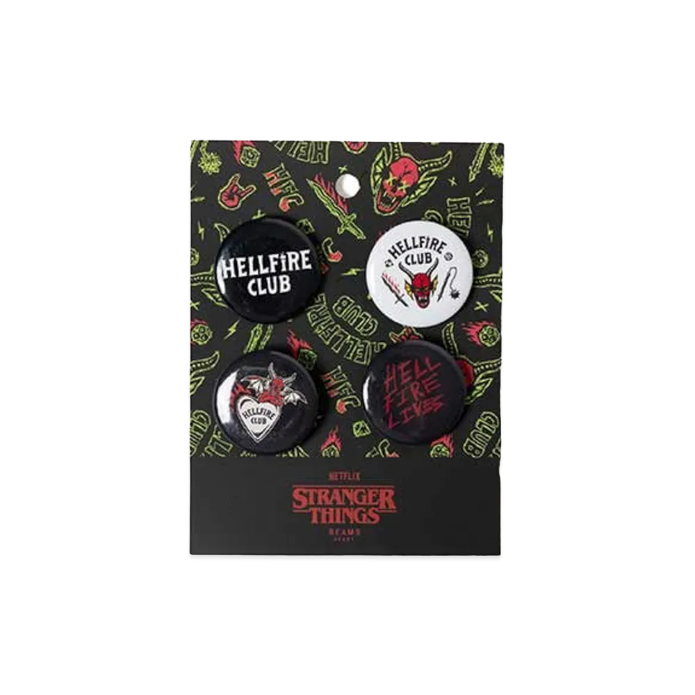 BEAMS HEART x Stranger Things Hellfire Club Can Badges "Multi"