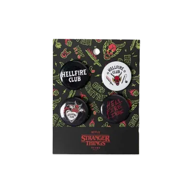 BEAMS HEART x Stranger Things Hellfire Club Can Badges "Multi"