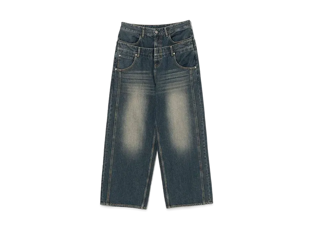 BEAMS FUTURE ARCHIVE Layered Baggy Denim "Dusty Indigo"