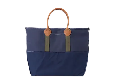 L.L.Bean x BEAMS PLUS Deep Bottom Leather Handle Zip Tote XL "Navy"