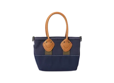 L.L.Bean x BEAMS BOY Deep Bottom Leather Handle Zip Tote Mini "Navy"