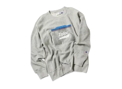 Champion for BEAMS COUTURE x Ziploc Logo Reverse Weave Crew Neck Sweatshirt "Gray"