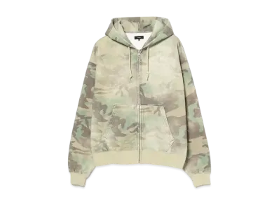 BEAMS Faded Camo Zip-Up Hoodie "Woodland"