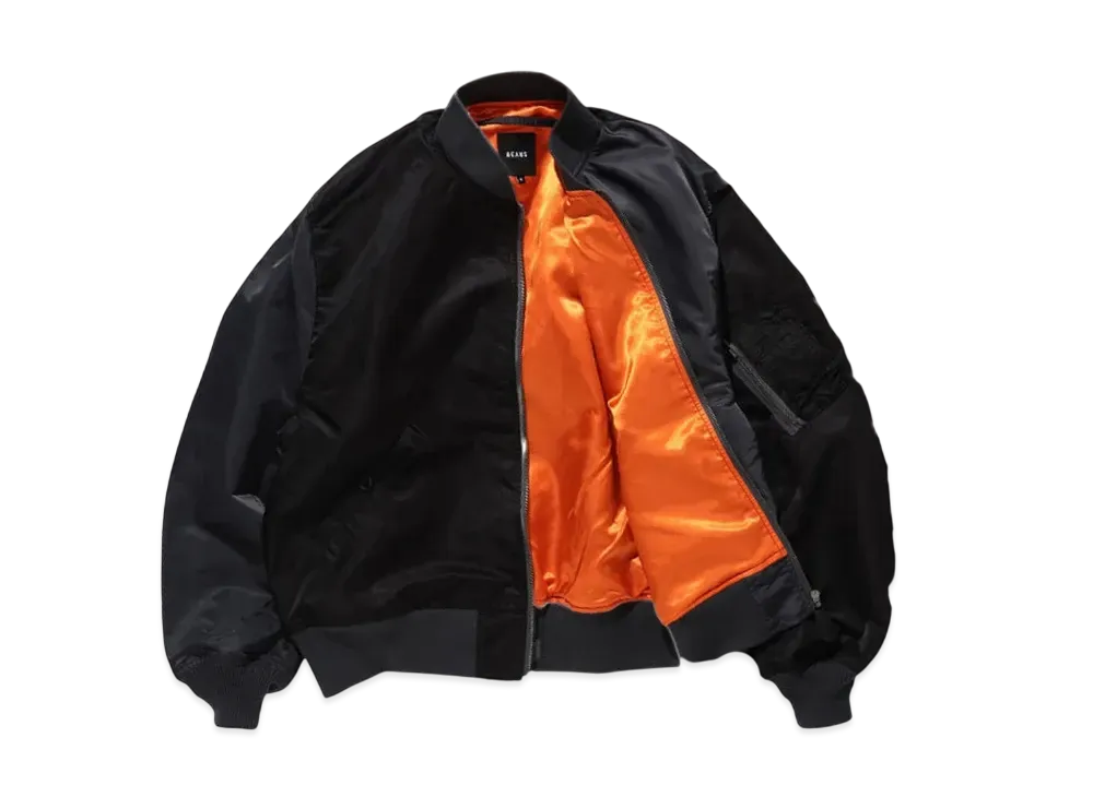 BEAMS Water Repellent Wide Fit Crazy MA-1 "Black"