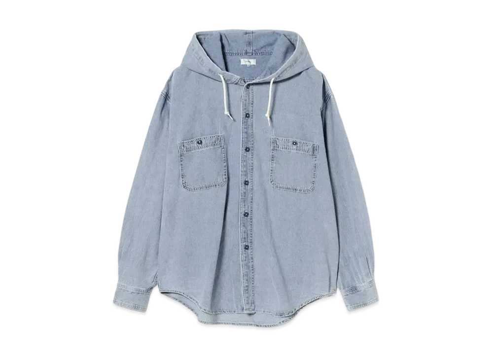 BEAMS Chambray Hooded Shirt "LightIndigo"
