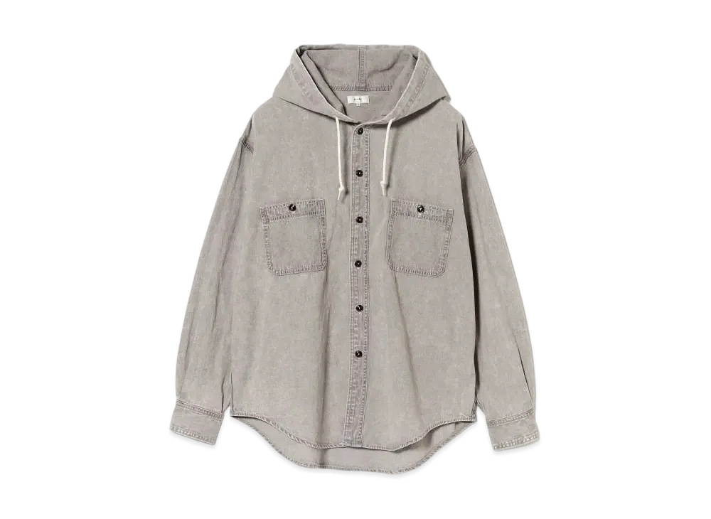 BEAMS Chambray Hooded Shirt "Black"