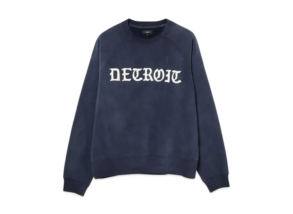 BEAMS Fade Print Crewneck Sweatshirts "Navy"