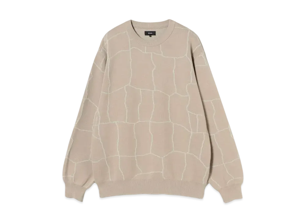 BEAMS 12 Gauge Spider Web Crew Knit "Taupe"