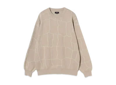 BEAMS 12 Gauge Spider Web Crew Knit "Taupe"