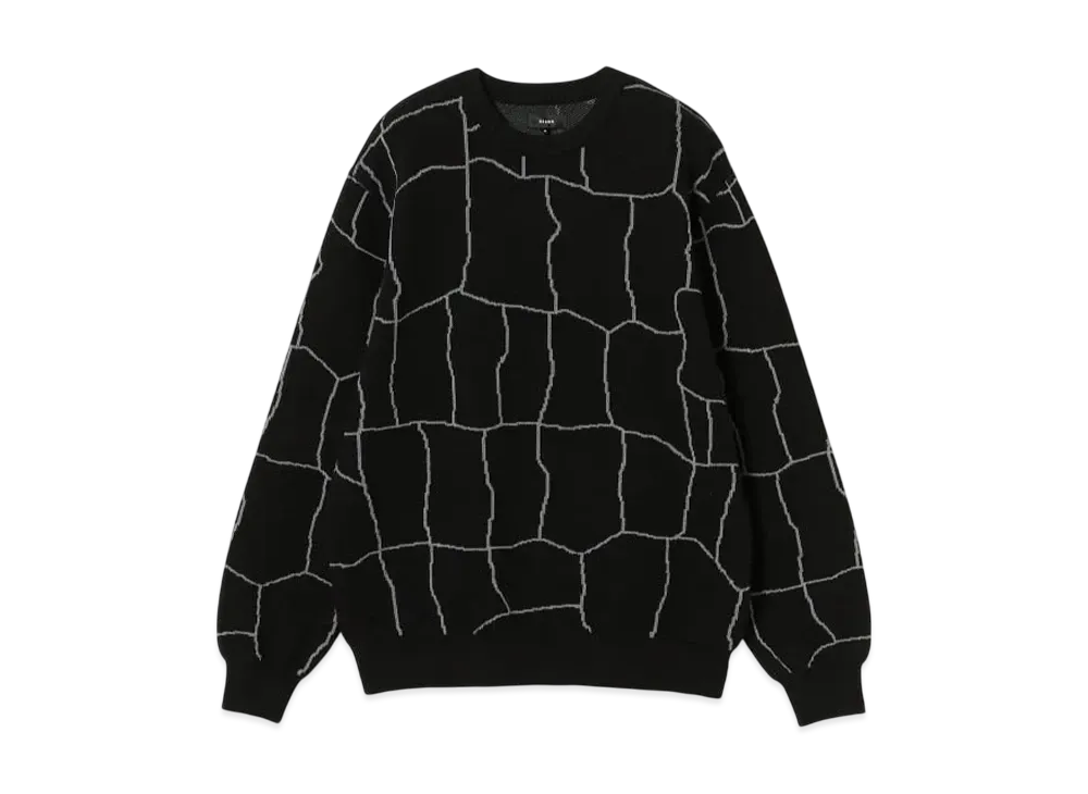 BEAMS 12 Gauge Spider Web Crew Knit "Balck"